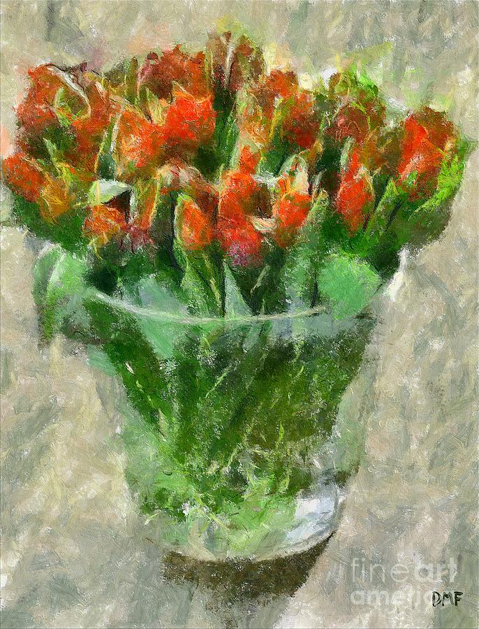 A Bouquet Of Tulips Painting by Dragica  Micki Fortuna