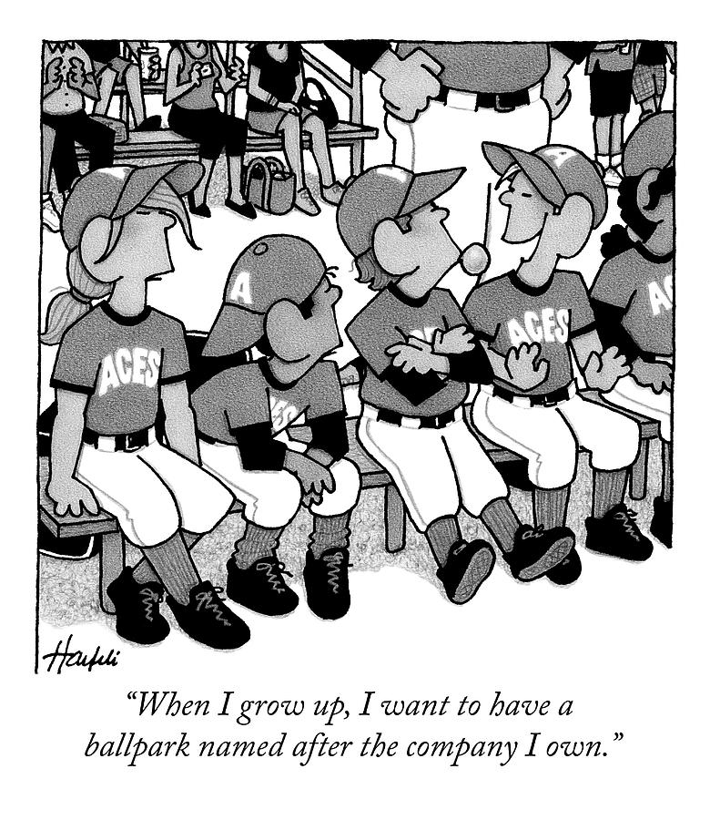 Baseball Drawing - A Boy On A Little League Team Talks by William Haefeli