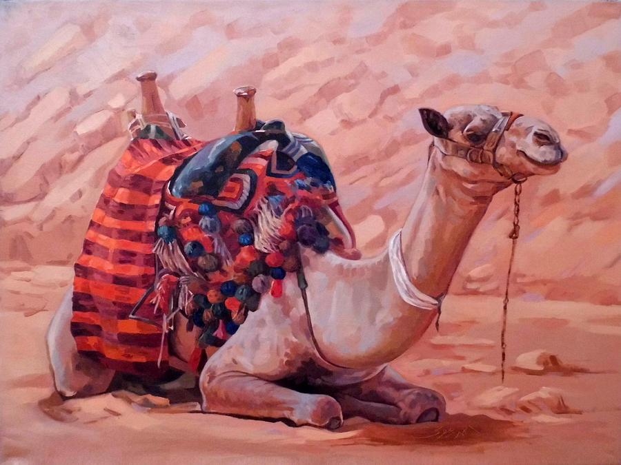 A Break in Sinai Desert Painting by Ahmed Bayomi