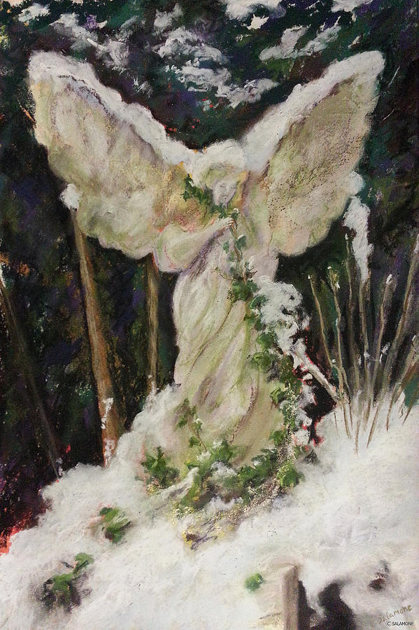 A Breath of Snow and Ivy,  Highgate Cemetery Pastel by Brenda Salamone