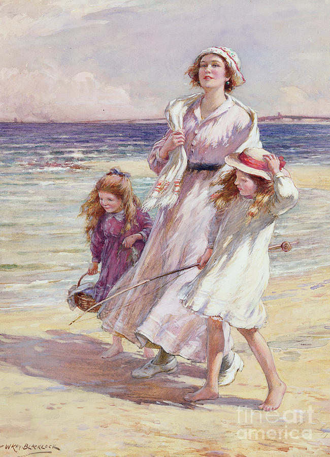 Beach Painting - A Breezy Day at the Seaside by William Kay Blacklock