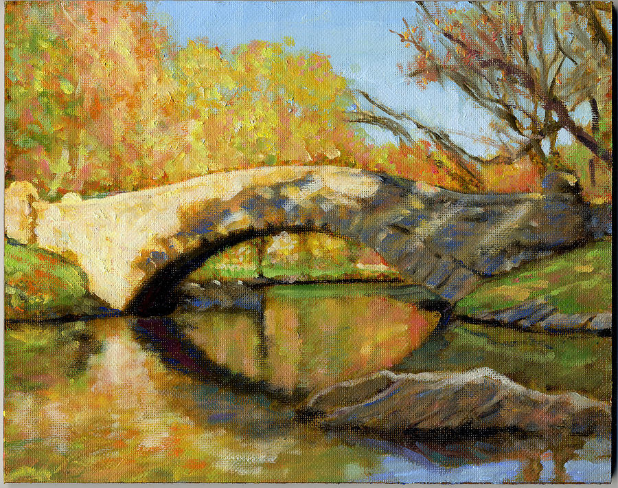 A Bridge in Central Park Painting by David Zimmerman