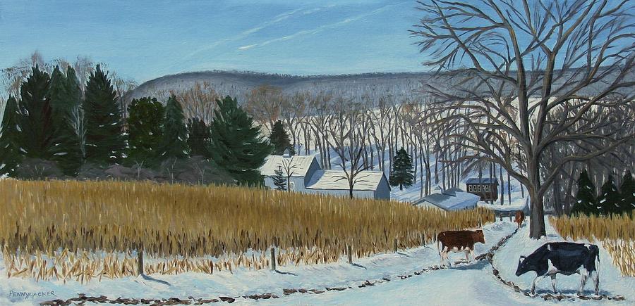 A Bright Blue Winter Day at Bear Meadows Farm Painting by Barb Pennypacker