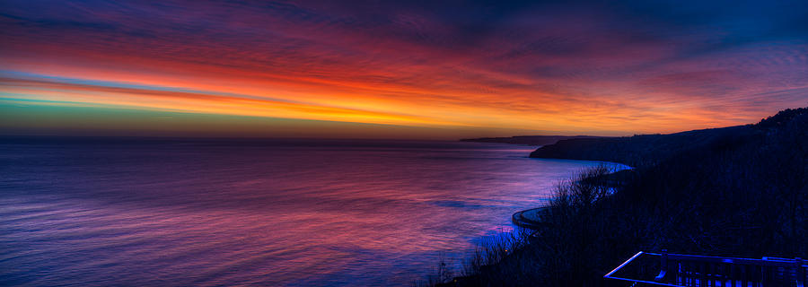 A Bright Colored Sunrise Panoramic at Scarborough UK Photograph by Dennis Dame