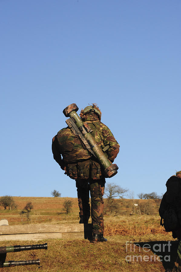 Vertical Photograph - A British Soldier Carrying A Matador by Andrew Chittock