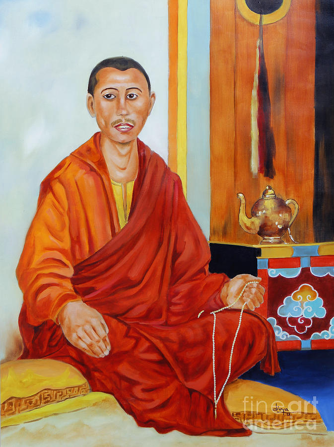 Monk Painting - A Buddhist Monk by Divya Kakkar