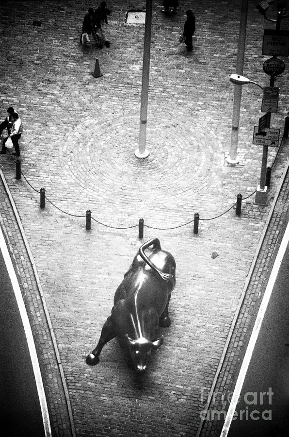 A Bull on Wall Street 1990s Photograph by John Rizzuto