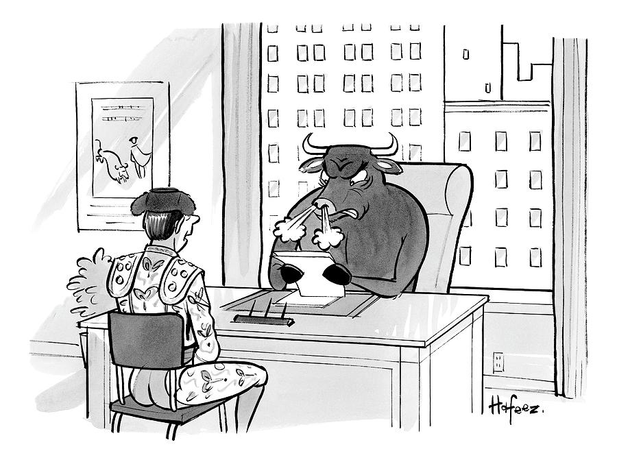A Bull With At A Desk Looks Angry And Snorts Air Drawing by Kaamran Hafeez A Bull With At A Desk Looks Angry And Snorts Air Drawing by Kaamran Hafeez