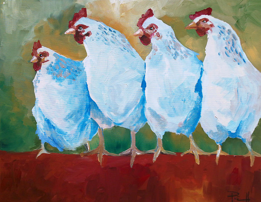 A bunch of old clucking hens Painting by Sean Parnell