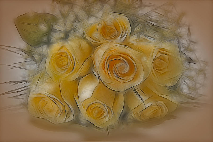 Rose Photograph - A Bunch Of Yellow Roses by Susan Candelario