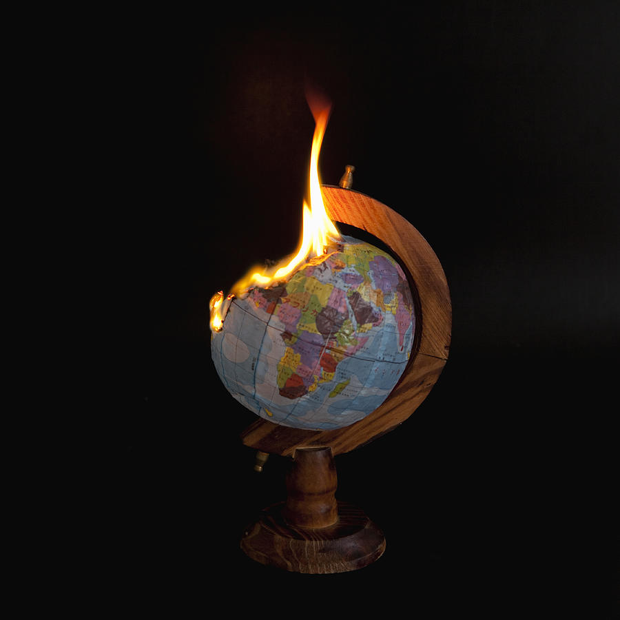 A burning globe. Photograph by Yasuhide Fumoto