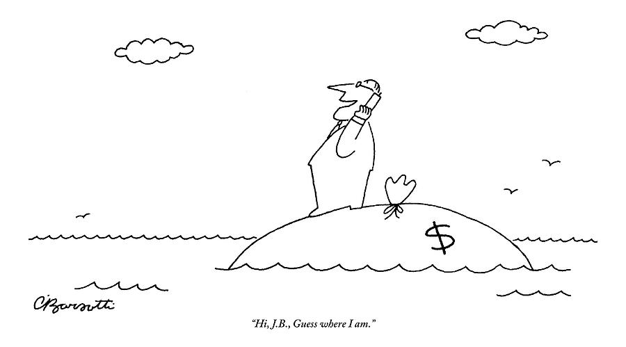 A Businessman On His Cellphone Stands On An Drawing by Charles Barsotti