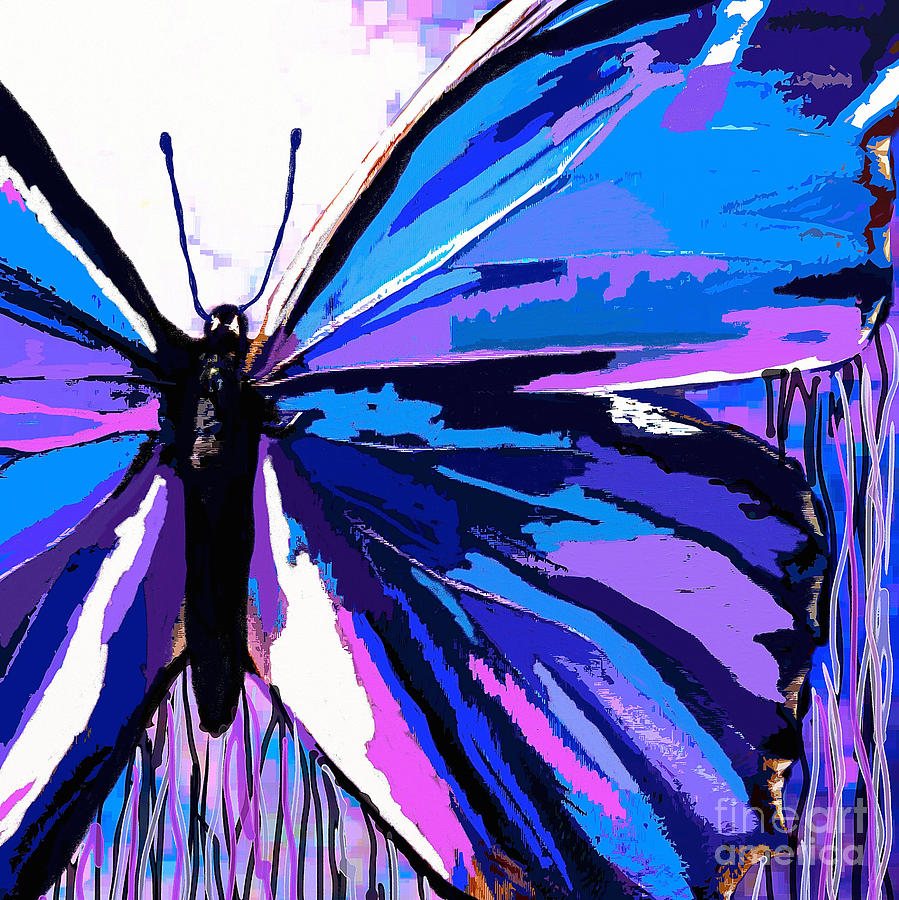 A Butterfly So Blue Painting by Saundra Myles