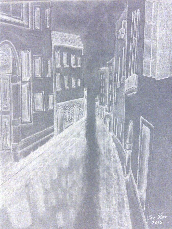A Canal In Venice Drawing