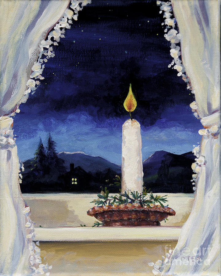 A Candle in the Window Painting by Cheryl Emerson Adams