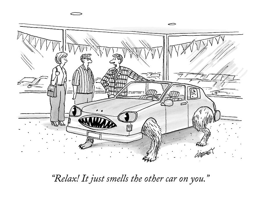 car salesman cartoon