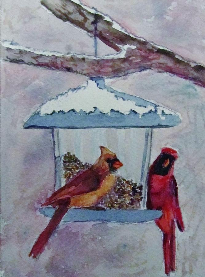 Cardinal Painting - A Cardinal Pair by Jeannie Allerton