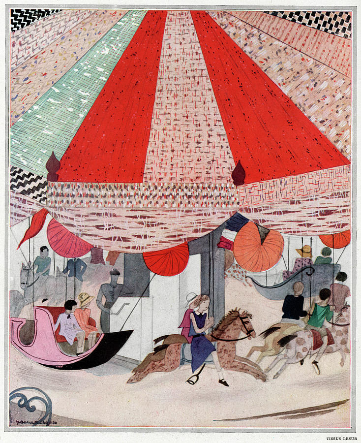 A Carousel Date 1930 Drawing by Mary Evans Picture Library | Fine Art ...