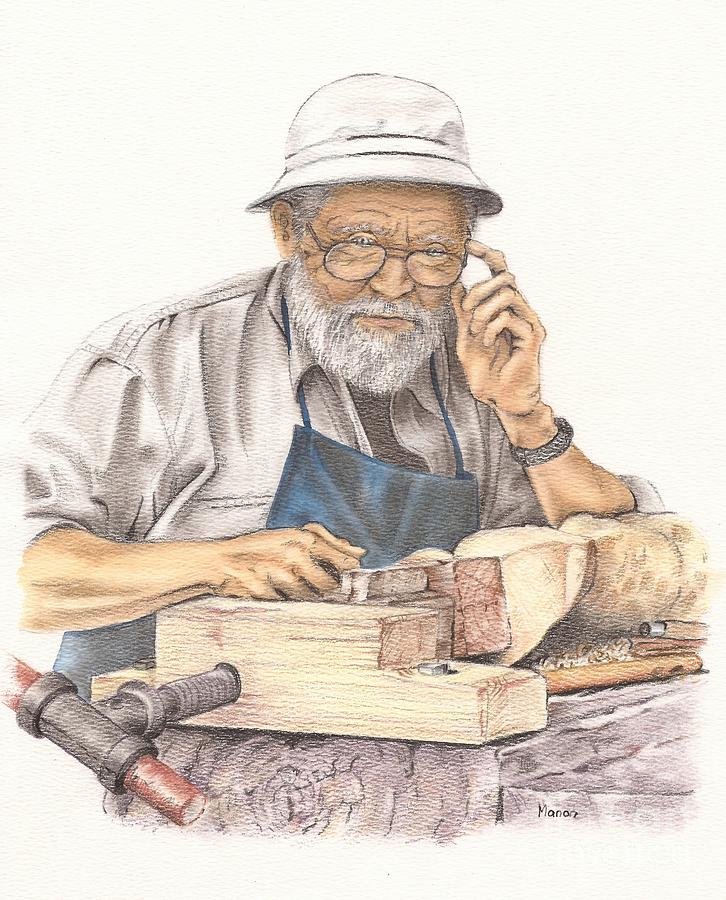 A Carpenter At Work Drawing by Manon Massari