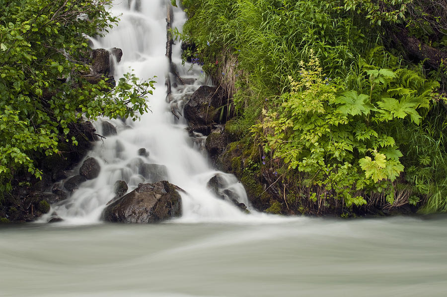 A Cascading Waterfall Flows Into Photograph by Carl Johnson