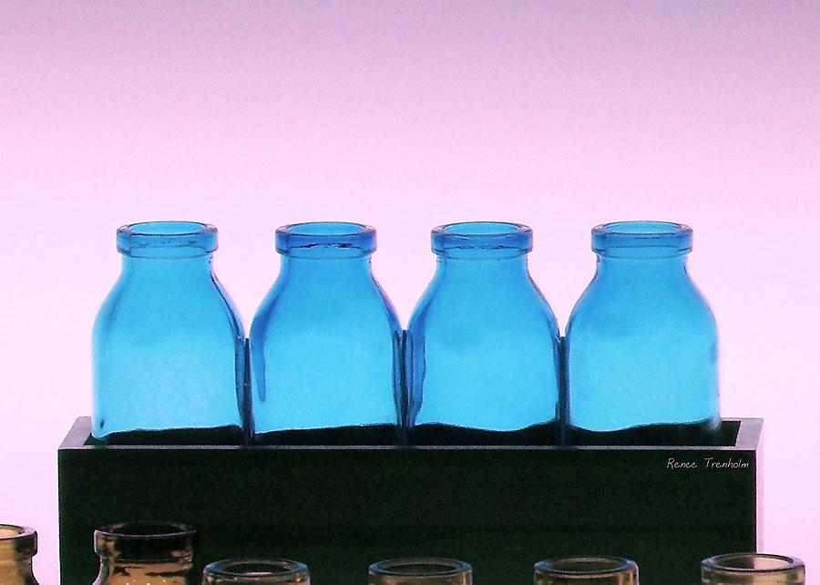 A Case Of Blue Bottles Photograph by Renee Trenholm