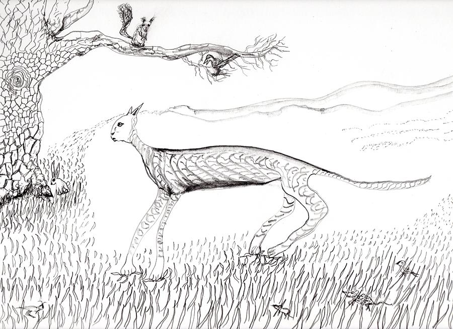 A Cat Moves Through Drawing by Jim Taylor