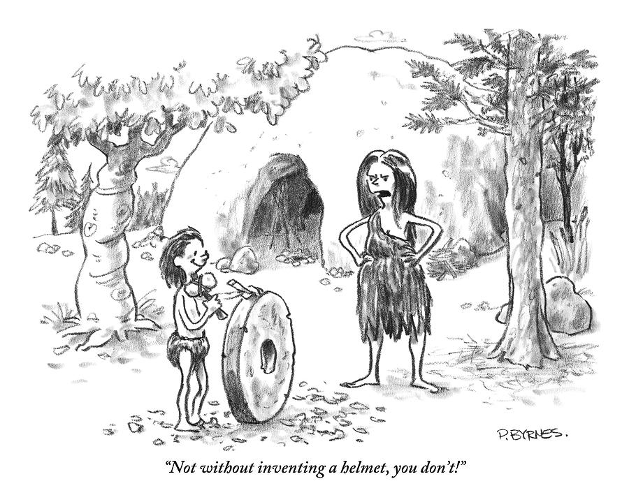 A Cave Woman Addresses Her Son Drawing by Pat Byrnes
