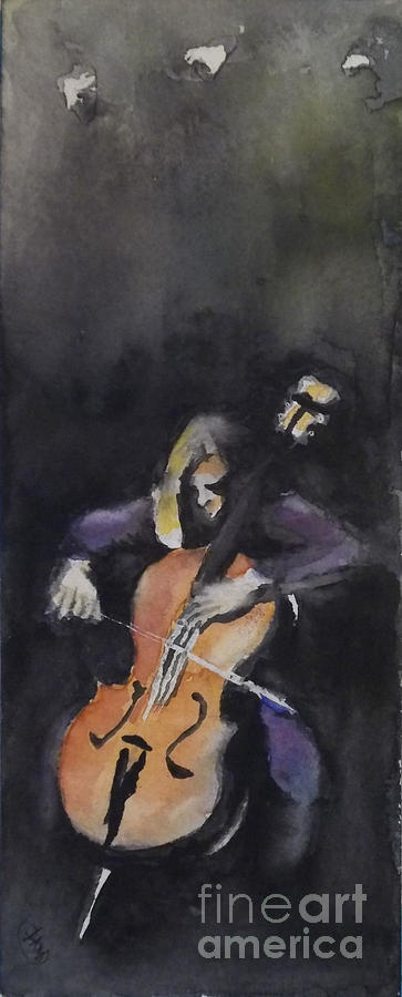 A Cellist Painting by Yoshiko Mishina