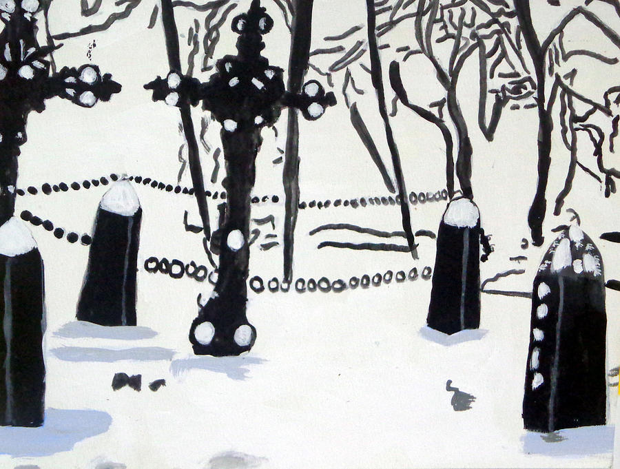 A Cemetery In Winter Painting By Olivia Hoff