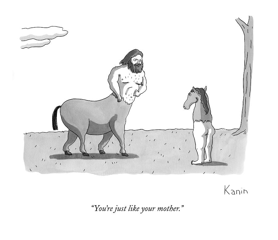 A Centaur Angrily Talks To A Creature Who Drawing by Zachary Kanin