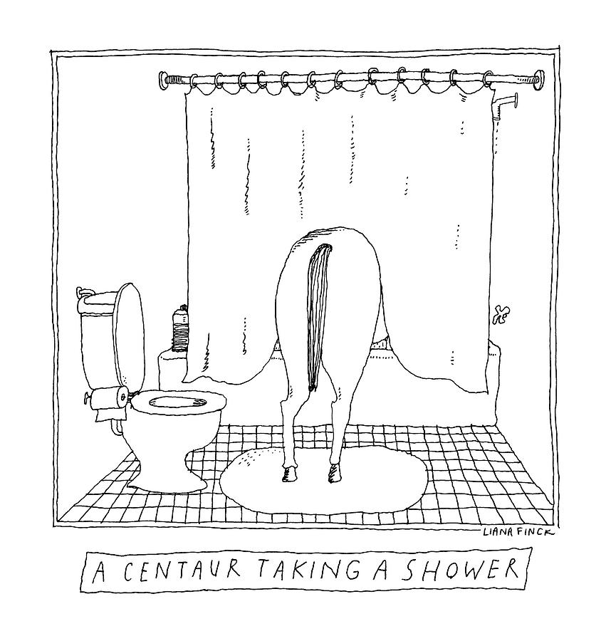 A Centaur Taking A Shower -- The Horses Rear End Drawing by Liana Finck