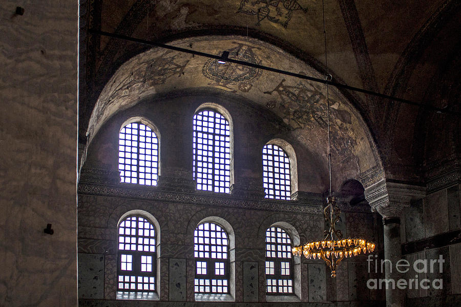 Turkey Photograph - A Chandelier at the Hagia Sophia by Shishir Sathe