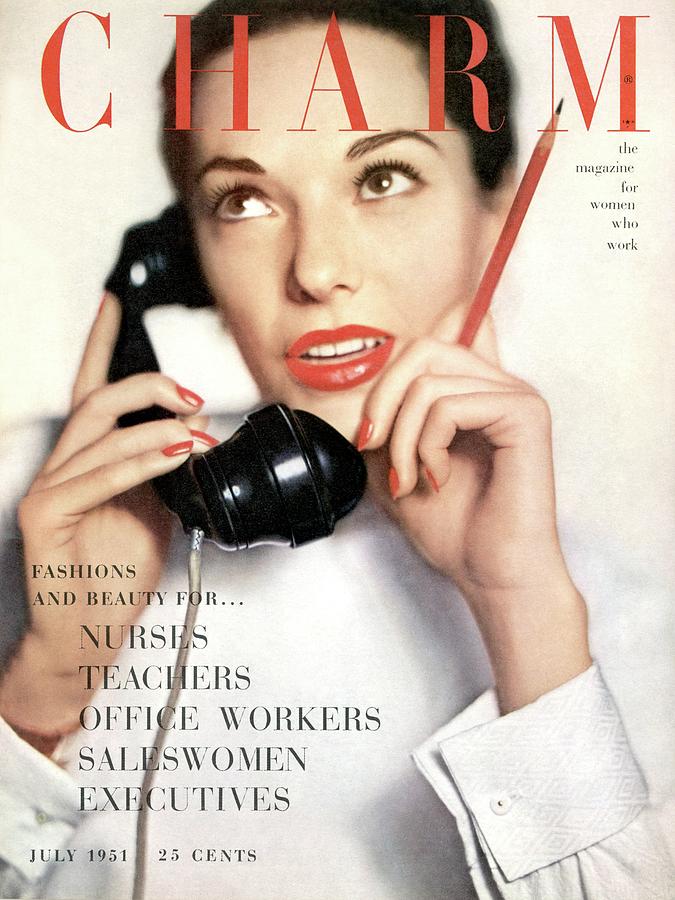 A Charm Cover Of A Model Holding A Telephone Photograph by Ernst Beadle