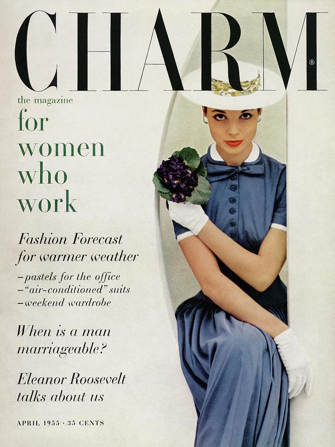 A Charm Cover Of A Model In A Blue Dress Photograph by Carmen Schiavone