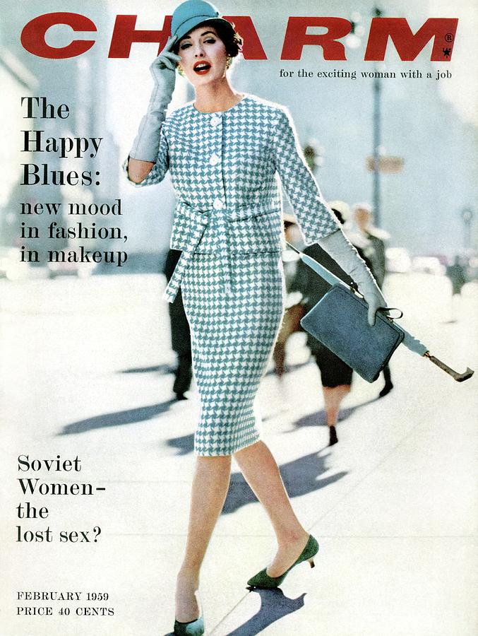 A Charm Cover Of A Model In A Checked Suit Photograph by William Helburn