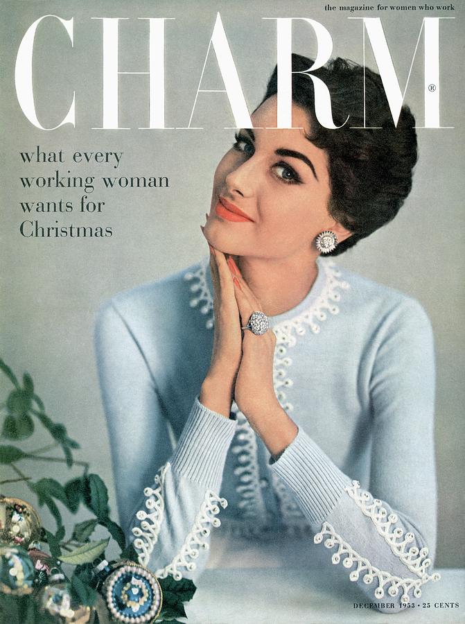 Vintage Photograph - A Charm Cover Of A Model Wearing A Cardigan by Carmen Schiavone