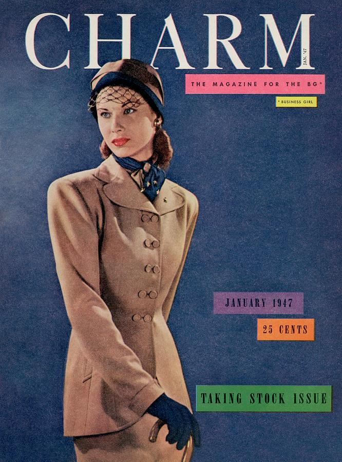 A Charm Cover Of A Model Wearing A Swansdown Suit Photograph by Fritz Henle