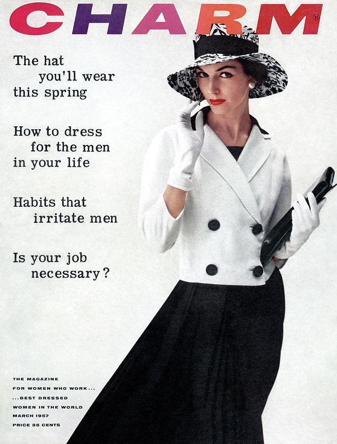 A Charm Cover Of A Model Wearing A White Jacket Photograph by William Helburn