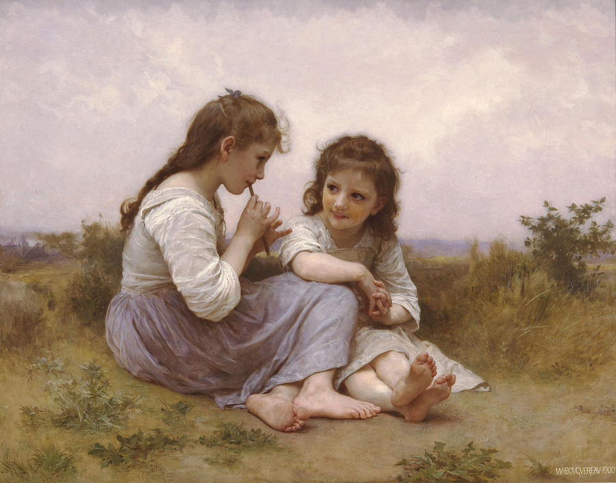 A Childhood Idyll Painting by William-Adolphe Bouguereau