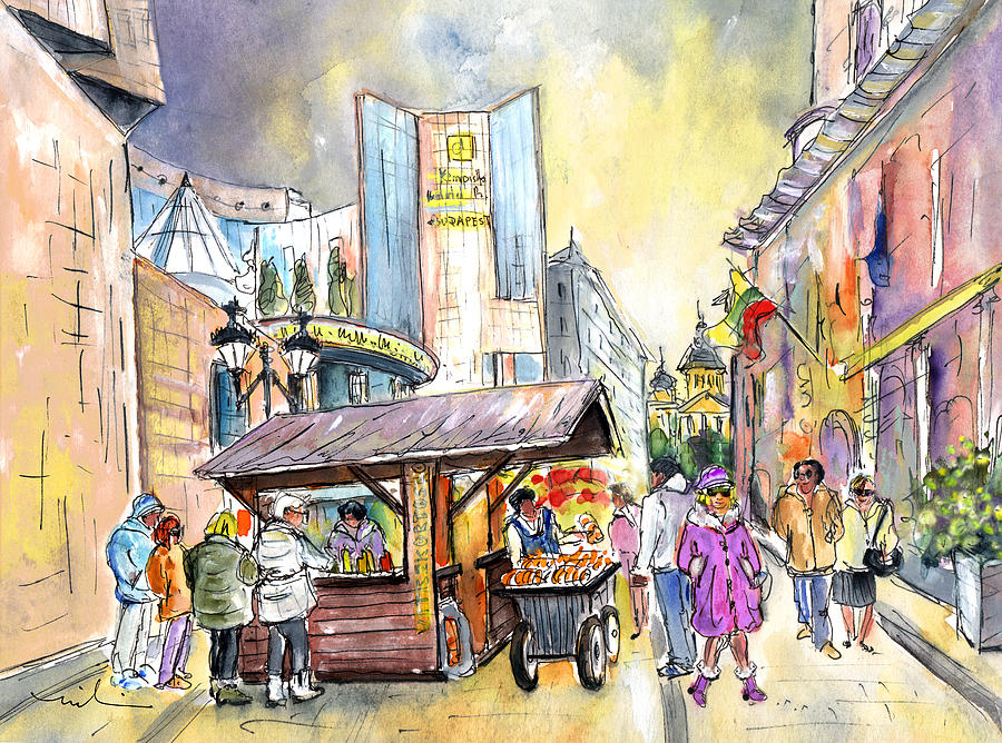 A Chimney Cake Stand In Budapest Painting by Miki De Goodaboom