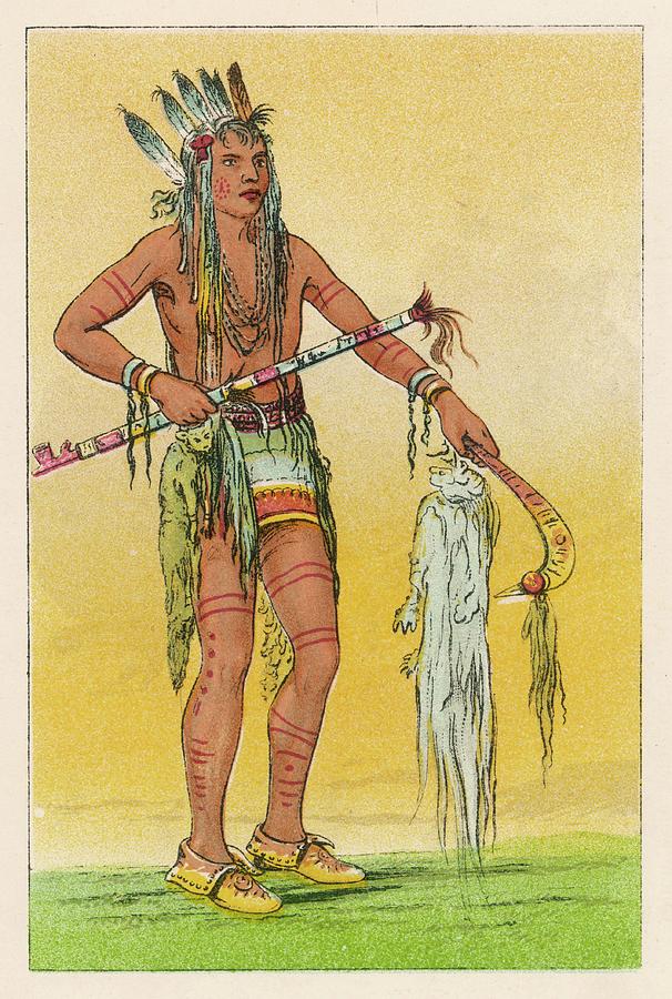 A Chippewa Warrior (standing) Drawing by Mary Evans Picture Library ...