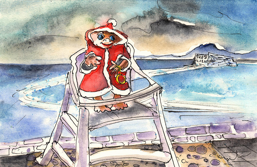 Canary Painting - A Christmas Troll in Lanzarote by Miki De Goodaboom