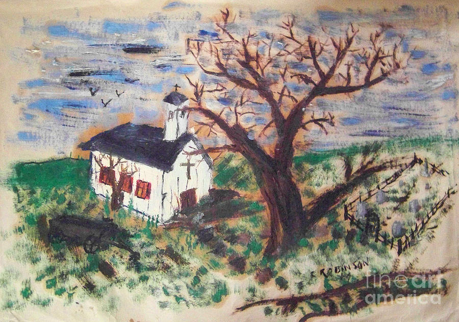 A Church and a Tree Painting by Charles Robinson