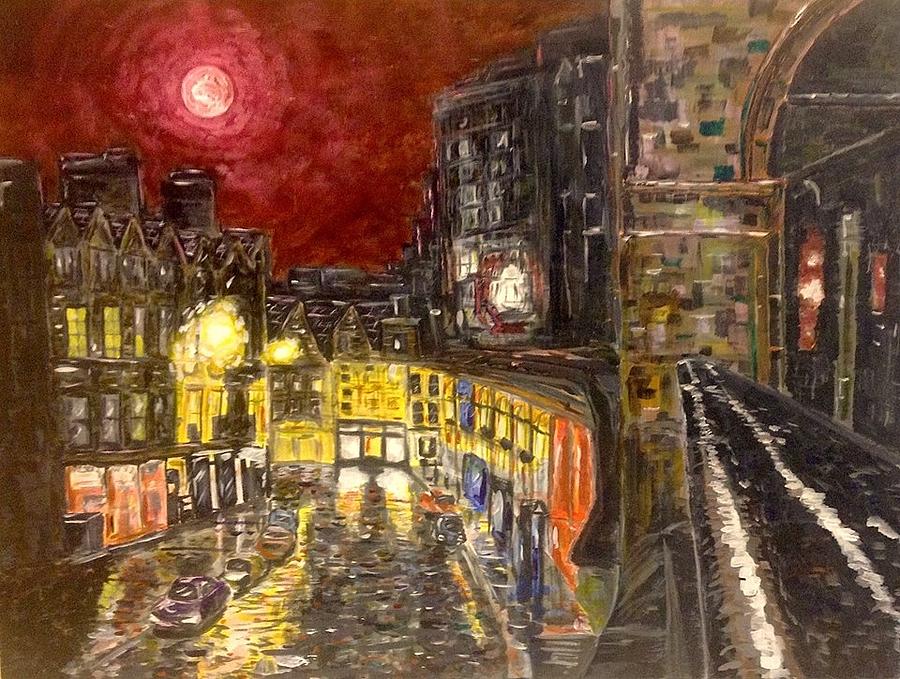A City In Scarlet Painting by Joel Tesch