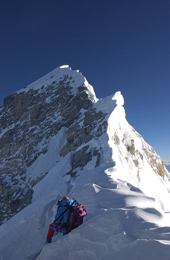Accomplishment Photograph - A Climber On The Hillary Step by Jake Norton