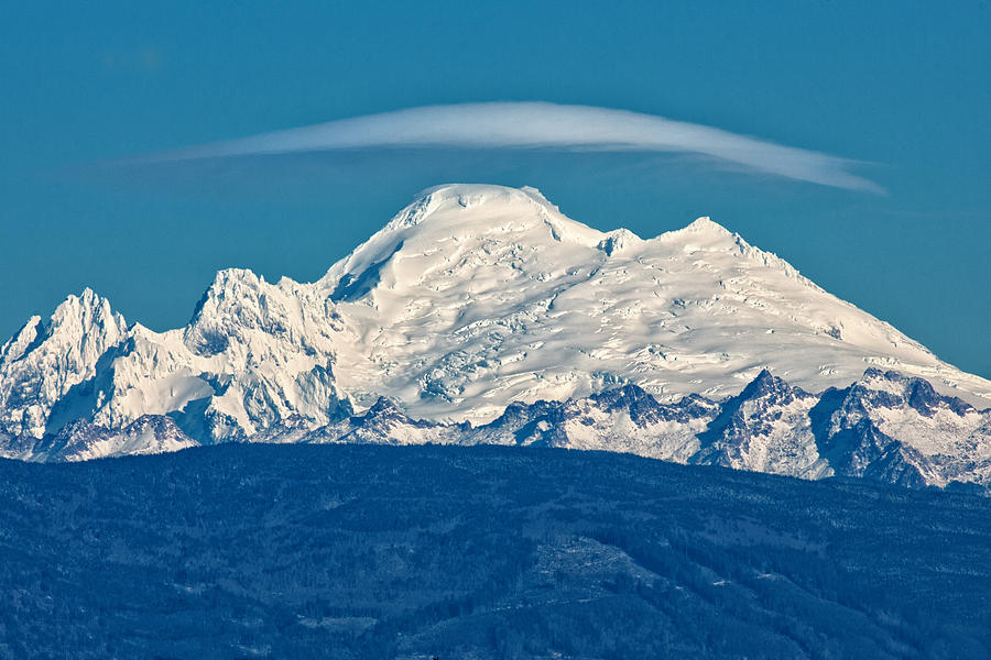 Mount Baker Photograph - A Cloud over the Mountain by Bob Stevens