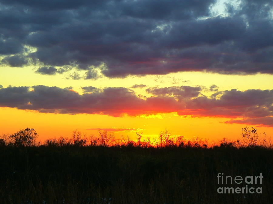 A Cloudy Loxahatchee Sunset. Photograph by Robert Birkenes