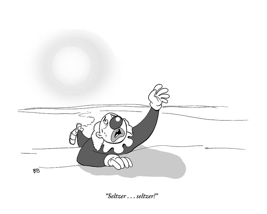 A Clown Crawls Through The Desert Drawing by Benjamin Schwartz