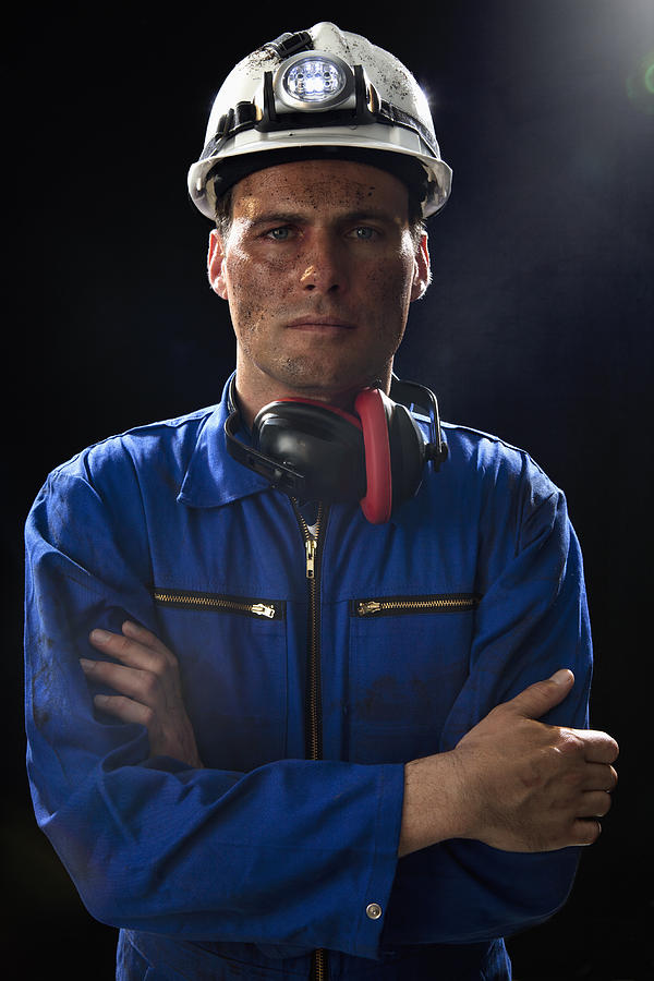 A coal miner with his arms crossed, portrait, waist up Photograph by Halfdark