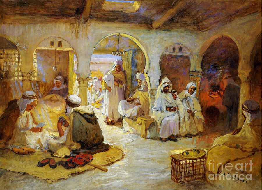 Frederick Arthur Bridgman Painting - A Coffee House by Celestial Images